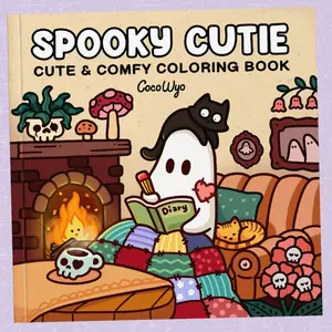 Spooky Cutie: Coloring Book for Adults Featuring Adorable Creepy Creatures in Cozy Hygge Moments for Relaxation