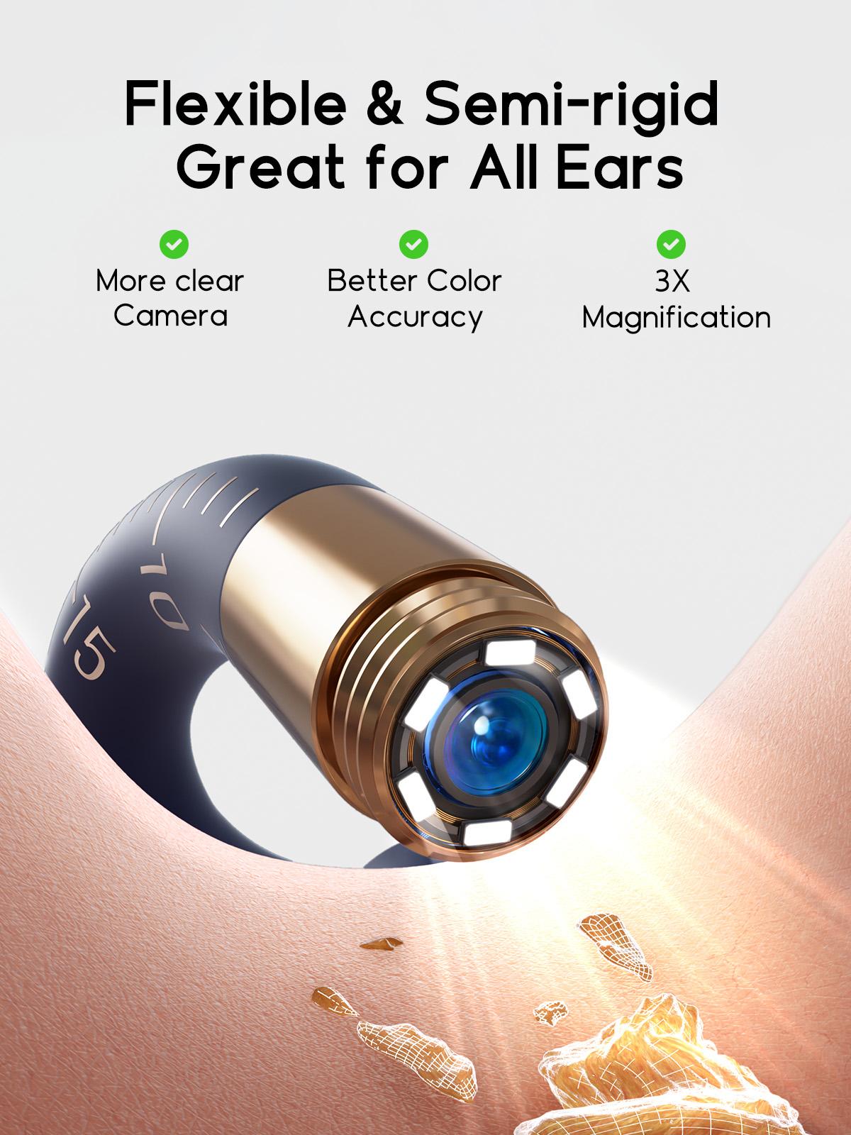 BEBIRD Flexible Ear Wax Removal Tool Camera, Wireless Smart Visual Ear Cleaning Kit with 13-Piece Tips, HD Camera Ear Otoscope with Tweezers, Earsight Plus B31R Earwax Cleaner for Wet and Dry Ear