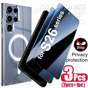 KAYKWONG'S 1 Phone Case + 2 Privacy Tempered Glass Films for Samsung Galaxy S26 Ultra/S26 Edge/S26/S26 Plus/ S22/S22+/S23/S23+/S24/S24+/S24U/S25/S25+/S25U Full Screen Protection, Easy Installation, Ideal Gift for Students