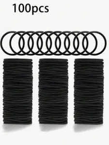 100pcs Black Hair Ties for Thick & Curly Hair - Strong Elastic Ponytail Holders for Daily Life, Party, Home & Shower, Must Have Hair Accessories for Women