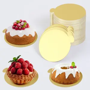 100 Mini Cake Boards, Round Mousse Cake Base, Paper Cupcake Dessert Display Tray, Oil-Resistant Round Cake Board