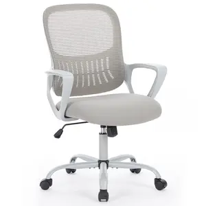 edx Ergonomic Home Office Mesh Chair, Small Space, Armless Rolling Chair for Adults, Gray, Black
