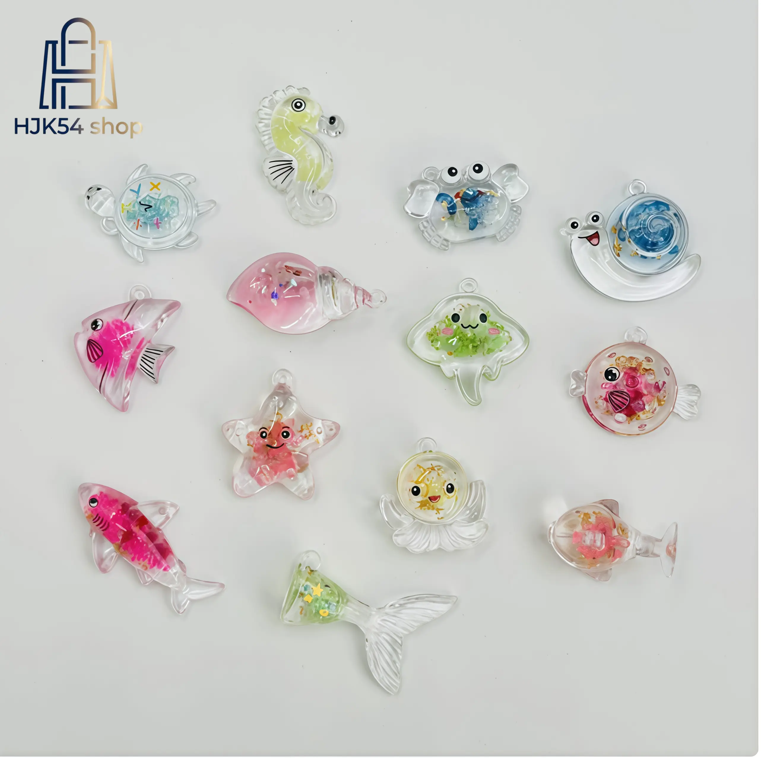 13-Style Glow-In-The-Dark Acrylic Ocean Themed Animal Charms - Marine Life Collectibles for Crafting Keychains, Bag Pendants, DIY Projects, Unisex Fashion Costume Jewelry Accessories (Compatible with Cream Glue), Animals, Luminous, Charms Making