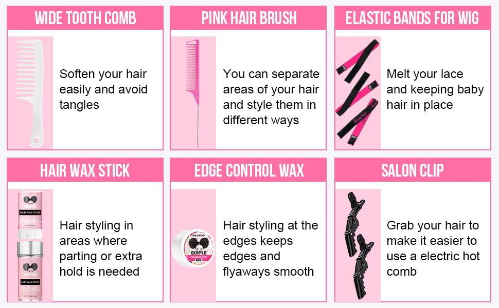 19 Counts Pink Electric Hot Comb Hair Straightener with Anti-Scald Case for Natural Hair and Wigs Adjustable Hair Curler  Salon Smooth