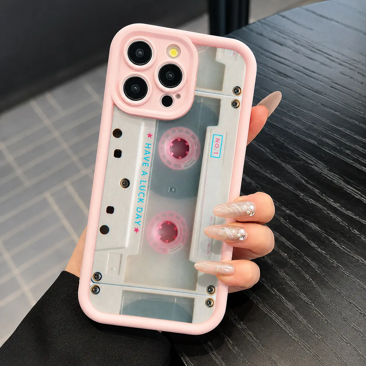 Cassette Tape Pattern Phone Case with Charger Head Cover & Cable Protector & Storage Lanyard, Anti-drop Shockproof Cellphone Protective Case, Phone Accessories for iPhone, TPU Smartphone Casing, Mobile Phone Casing