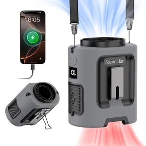 SOCOOL FAN Portable Waist Fan, USB Rechargeable Personal Fan with Phone Charging Function, 4 Speeds 13000RPM Fan, Portable Multifunctional Cooling Fan, Suitable for Outdoor Camping Travel Worksite