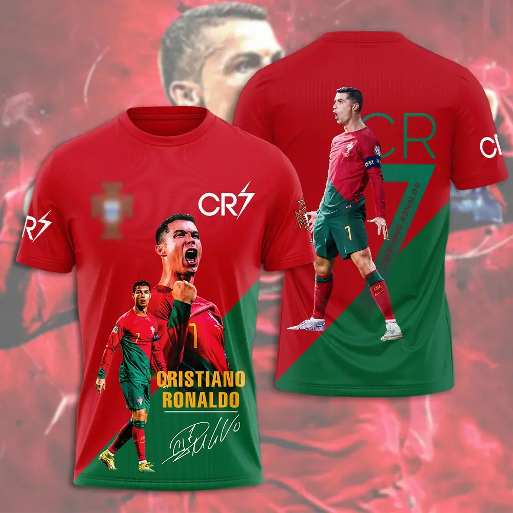 Portugal National Football Ronaldo Soccer Jersey Custom Name Number Men's Jersey, Portugal Flag Football Shirt For Fans 3D Round neck Jersey, Football Shirt Jersey, Soccer Team Jersey, Oversized Vintage Jersey, Soccer Merch, Gift for Soccer Fans
