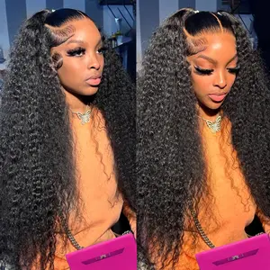 Bling Hair Kinky Curly 13x6 13x4 Lace Front Wigs Human Hair 180% Density Curly Human Hair Wig for Women Natural Black HD Transparent Lace Frontal Wigs Human Hair Pre Plucked with Baby Hair