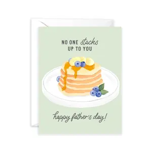 Funny Father's Day Card - Pancake Stacks, Playful Quote Greeting Card with Envelope - for Family Party & Surprise Gift from Son and Daughter, Dad Jokes Humorous Gag Gift