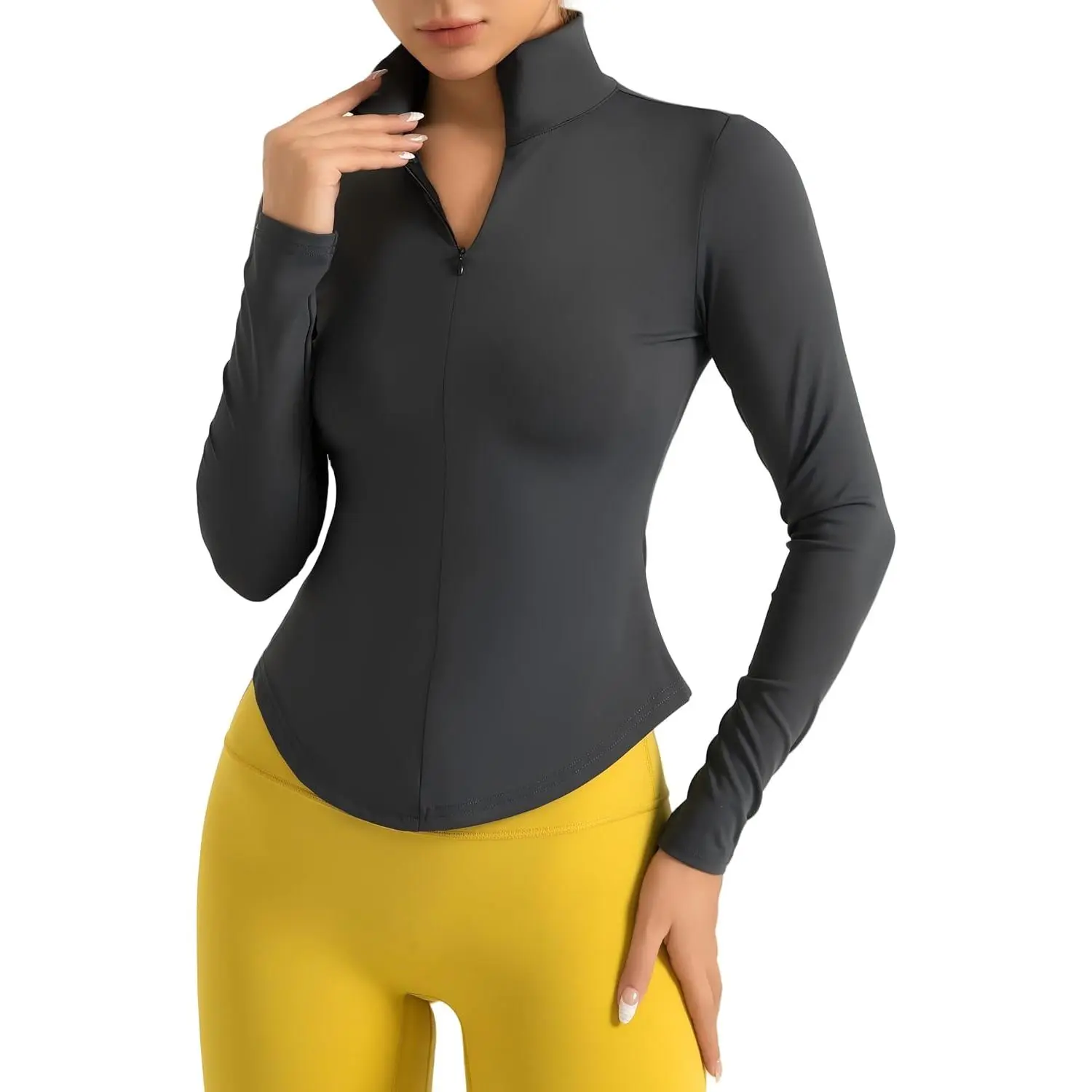 Womens Long Sleeve Workout Tops Quick Dry Quarter Zip Pullover Crop Yoga Athletic Golf Slim Fit Shirts,Compression T-Shirts Women's Impact Sport Set with Shorts hot breathable sleeve top sun uv protection hoodie shirt lover art lover gift t-shirt Running