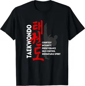 100% Cotton Taekwondo Tenets T-Shirt - Martial Arts Graphic Tee T-Shirt