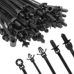 160Pcs Nylon Universal Cable Tie Buckle Zip Tie Clips Automotive Rivet Push Mount Zip Ties Compatible with Cars Boat Trailer Polaris UTV Jeep Wrangler Self Locking Zip Tie with Push Pin fathersdaygift