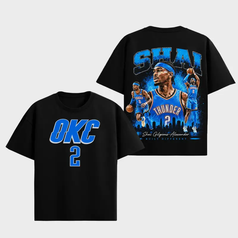 [ 🎉 Sale Up To 50%]  Shai Gilgeous-Alexander 2 Premium Cotton Oversize  T-Shirt , The SGA  T-Shirt, The Thunders T-Shirt , Sunday Basketball T-Shirt , Game Day T-Shirt , Game Day Outfit