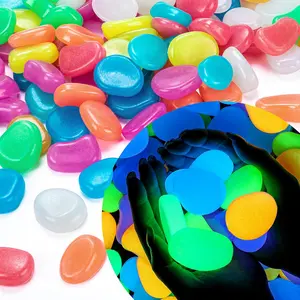 150 Pcs Large Glow in The Dark Rocks Pebbles Outdoor Fish Tank Rocks Aquarium Gravel Luminous Stones for Walkway Succulent Plant Halloween Decor(1.8 Inch,Multicolor)