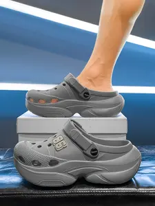 1 Pair of Men's Street Style Clog Sandals: EVA Material, Breathable Hollow Design, Anti-Slip Wear-Resistant, 2-Way Wear, Summer Outdoor Slippers Footwear