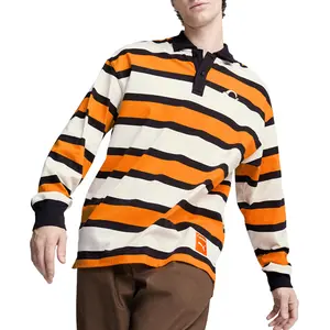 PUMA Mens X Carrots Collared Long Sleeve Shirt Casual Tops Casual - Orange, White