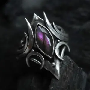 Vintage Amethyst Natural Oval Ring for Women Men Gift Vintage Large Ring Fine Jewelry