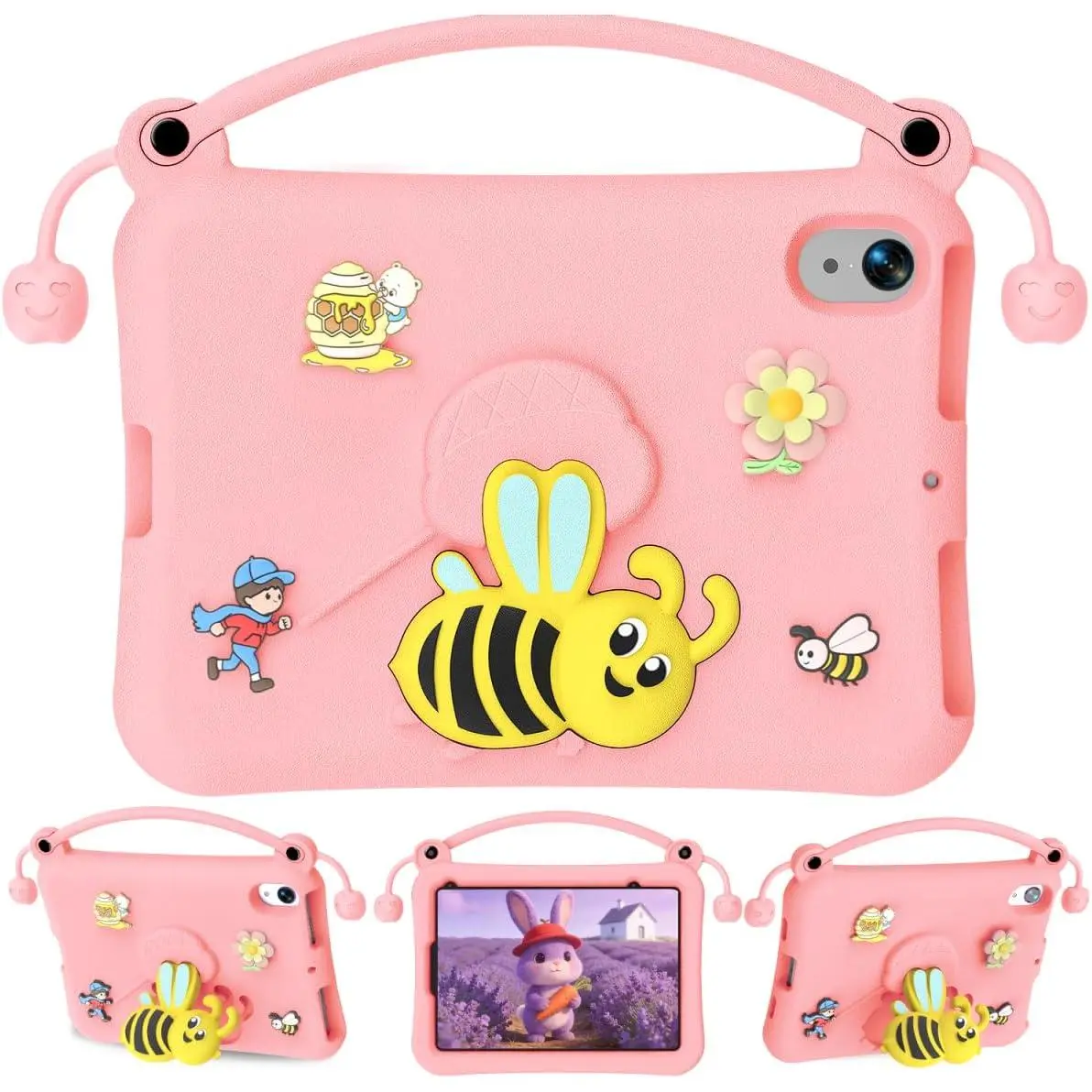 Case for iPad mini 6th Gen 8.3 Inch 2021,Kids Light Weight Cartoon Bee Shock Proof EVA Foam Handheld Kickstand Tablets Case for iPad mini 6th Gen 8.3 Inch 2021,iPad mini 6 (Pink)
