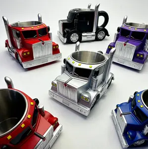 Durable Truck Coffee Mug Semi Truck Handcrafted Coffee Cup Semi-trailer Shaped Semi-Truck Coffee Mugs For Family Road Trip Car Mug: Creative Coffee Cup for Morning Drive Stylish Reusable Ceramic Tumbler in Blue Traditional Washable Design