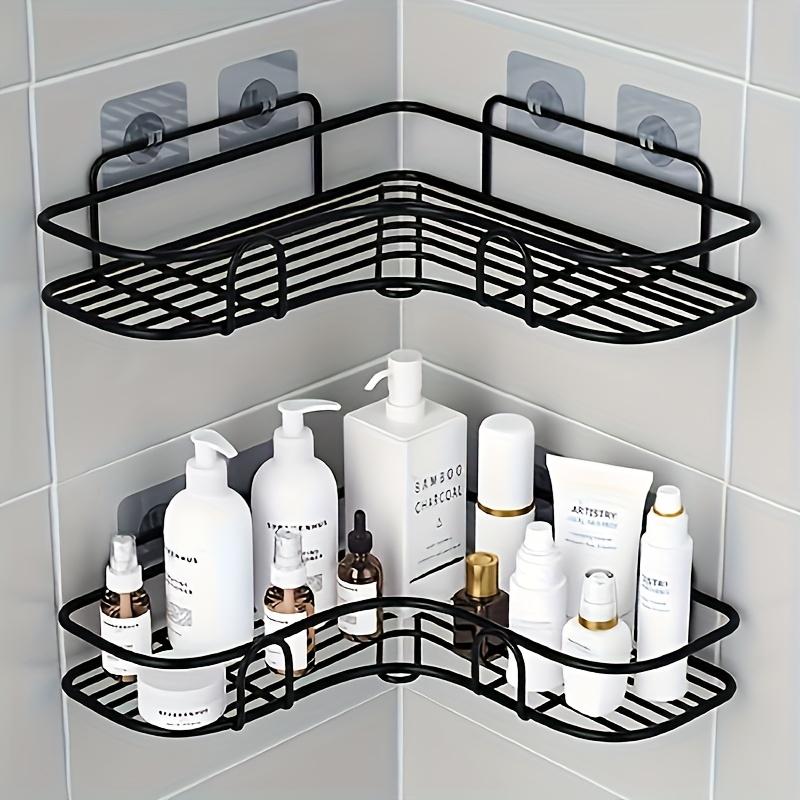 1-piece anti-rust stainless steel corner shower shelf - wall-mounted bathroom storage rack, suitable for shampoo, toner, and cosmetics, multi-compartment design saves space, black finish suitable for modern bathrooms, bathroom decor and accessories
