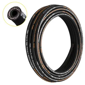 VEVOR Hydraulic Hose 1/2 inchx 100 ft, Coiled Hydraulic Hose 4000 PSI, Rubber Hydraulic Hose with 2 High-Tensile Steel Wire Braid, Bulk Hydraulic Hose -20 to 140, Hydraulic Oil Flexible Hose