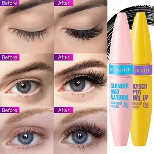 2 Pack 4D Waterproof Mascara, Volumizing Formula for Lush Fan Effect, Long-Lasting Curling Makeup, 12g X 2