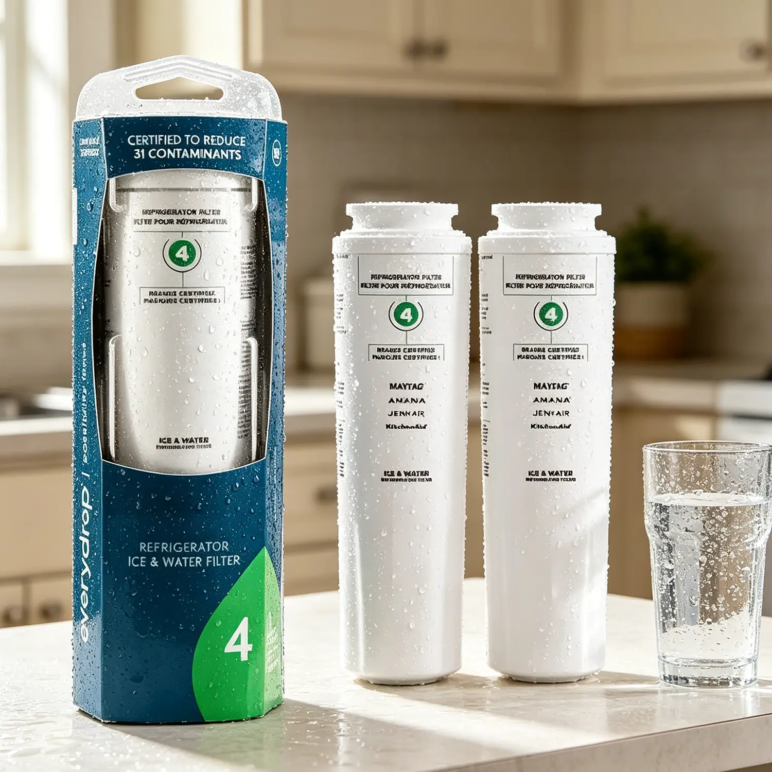 1pcs Refrigerator Water Filter Replacement - UKF8001, EDR4RXD1 Everydrop Filter 4, UKF8001AXX-750, UKF8001AXX-200, Maytag UKF8001, Whirlpool EDR4RXD1, 4396395, Kenmore 9084, 9006 - No Battery, No Magnets, Versatile Compatibility