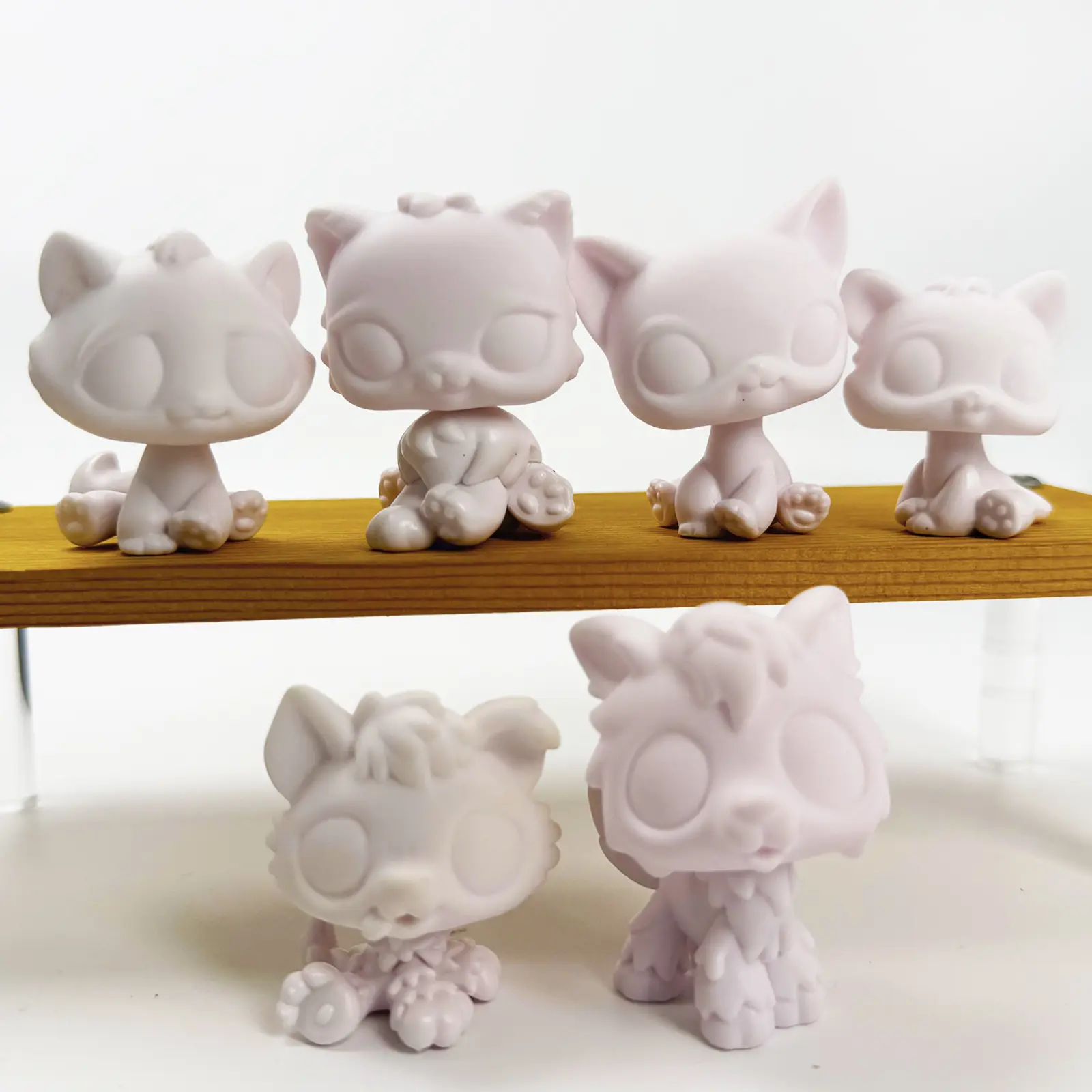 6 Pcs Unpainted Blank Kitten Figurines DIY Painting Kit - Matte White Vinyl Cute Kittens Mini Figures, Customizable Pet Craft for Kids Handcraft, House Decoration, Holidays & Birthday Party Entertainment Gift, Girl, Classic Big-Eye Cute Kitty Styling
