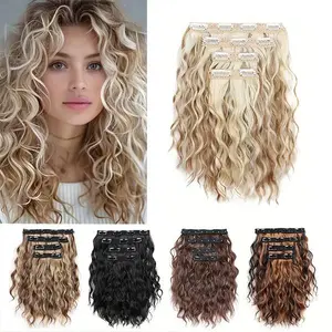 VIKVOK 12inch Curly Hair Extensions 4 Pack- Blonde Black Brown Ombre Colors for Stylish Look Suitable for women to wear wigs  Hair extensions to increase hair volume  Suitable for wearing as a wig during festivals  halloween  christmas Synthetic Soft Hair