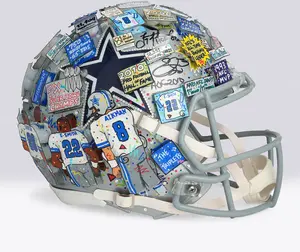 Troy Aikman, Michael Irvin, and Emmitt Smith Dallas Cowboys Autographed Speed Authentic Helmet with Multiple Inscriptions - Art by Charles Fazzino - NF70444309 - Fanatics Authentic Certified