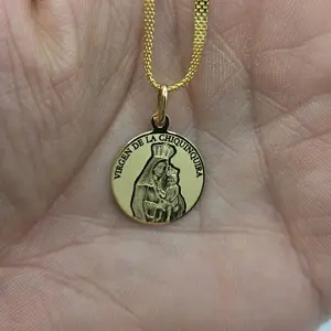 Our Lady of Chiquinquira Small Round Pendant for Necklaces Virgin de la Chiquinquira Religious Jewelry