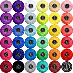 35 Balls Size 5 100% Long Staple Mercerized Cotton Crochet Thread Yarn Balls Popular Rainbow Colors