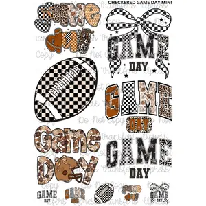 Checkered Game Day Mini DTF Transfer Gang Sheet 24.5" wide x 36" long Direct To Film
