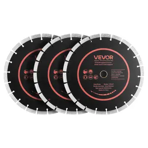 VEVOR Diamond Blades 12 inch, 3-Pack Concrete Saw Blade Set, 1 in Arbor, High-Hardness Diamond Segments, 65Mn Steel Core, Dry Wet Cutting, Clean Edges for Concrete, Masonry, Brick, Stone, Granite