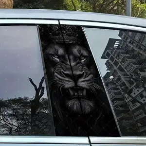 2pc Lion King Car B Pillar Protection Sticker, Easy Peel & Stick, Sunproof Waterproof Scratch Resistant, Fits All Cars, Car Exterior Decoration, Vinyl Waterproof Decals
