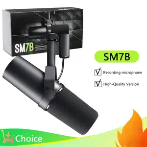 SM7B Professional Dynamic Microphone with XLR connector, heavy-duty construction and shock-mount design, and detachable windscreen.