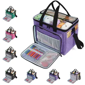 Large Knitting Yarn Storage Tote Bag - Keep Yarn Untangled & Tools Organized!Portable Crochet & Knitting Project Organizer, Great Gift for Craft Lovers