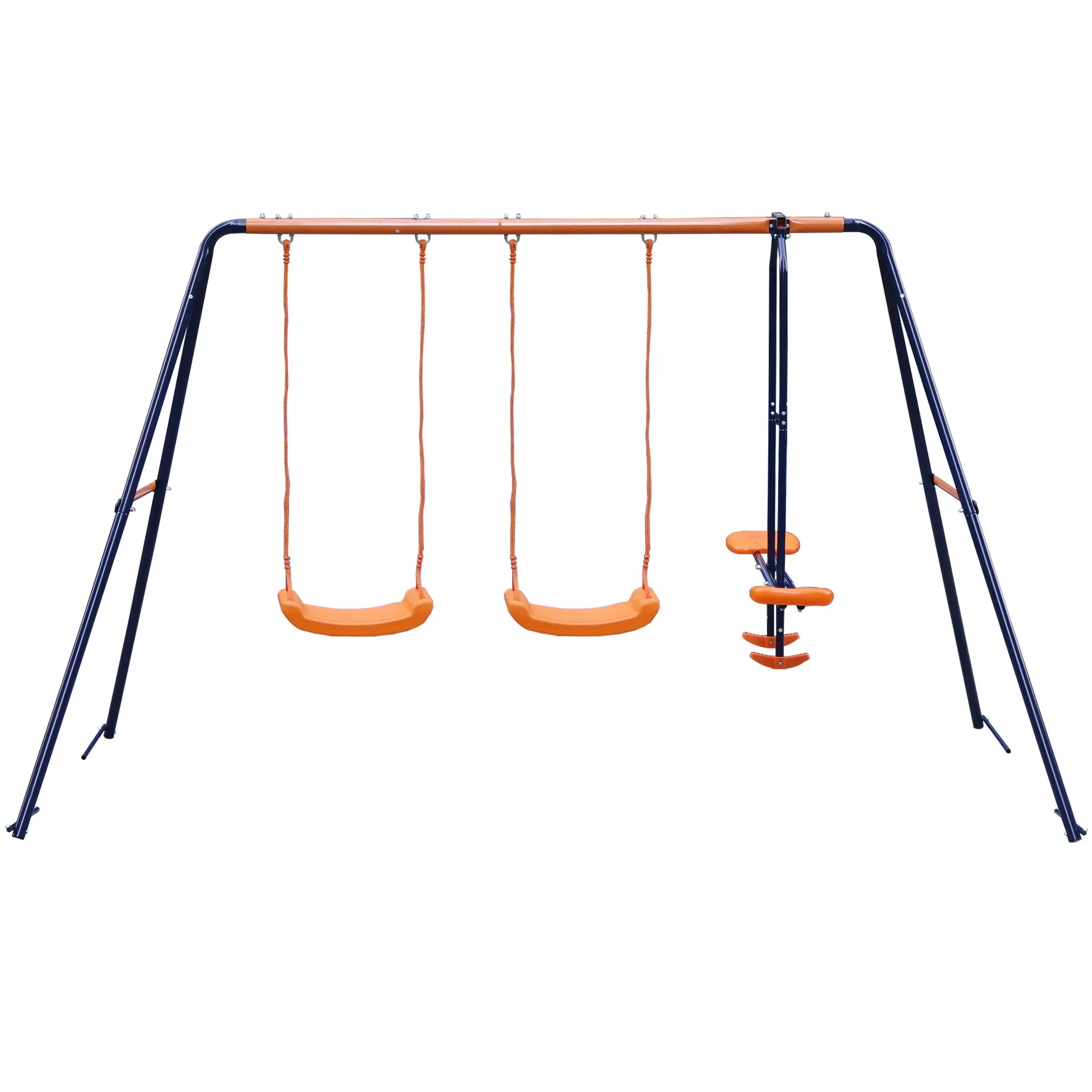 SUPERDEAL Adjustable Height Swing Set for Toddlers - Heavy Duty A-Frame Metal Outdoor Swing Set with 2 Seats and 1 Swing Glide, Durable & Weather-Resistant, Playground Set, Two Seats, Playground Equipment, Outdoor Kids Stuff,summerwins