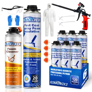 Spray Foam Insulation Kit 240 Board ft/Sq.ft, Closed Cell Wide Polyurethane DIY Spray Foam for Walls,Ceilings,Attics and Garage Doors  -Thermal & Soundproofing, Included Gun & Cleaner(12 Pack×25.4oz)