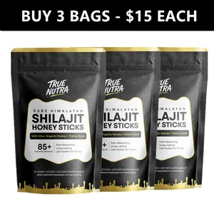 True Nutra Pure Himalayan Shilajit Honey Sticks with Raw Organic Honey Fulvic Acid, Fast-Absorbing, Long-Lasting, 85+ Essential Minerals, Lab-Tested for Purity - 10 Sticks