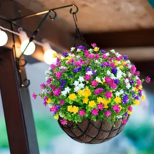 4 Bundles of Outdoor Artificial Flowers, Artificial Flower Set, Mixed Color Camellias, Faux Flowers Made of Uv-Resistant Plastic for Indoor And Outdoor Pot Decoration, Perfect for Yard, Garden, And Porch Decor