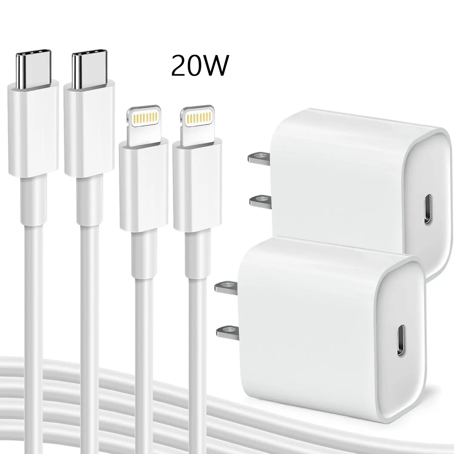 XDXTAP 6-Pcs Fast Charging Kit, 20W USB-C Charger Block & Fast Charging Cord Set, MFi Certified Type-C to Lightning Cables, Fast Charging Supported for iPhone 14/13/12/11 Pro Max