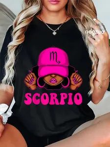 100% Cotton Unisex Scorpio Queen Sassy Black Woman Afro Girl Zodiac Birthday T-Shirt
