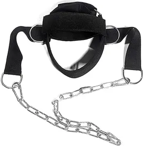 Muscle Builder Head Harness Strength Fitness Powerlifting Workout Boxing Strong Neck Metal Chain Exerciser Strengthener Training Head and Neck Caps