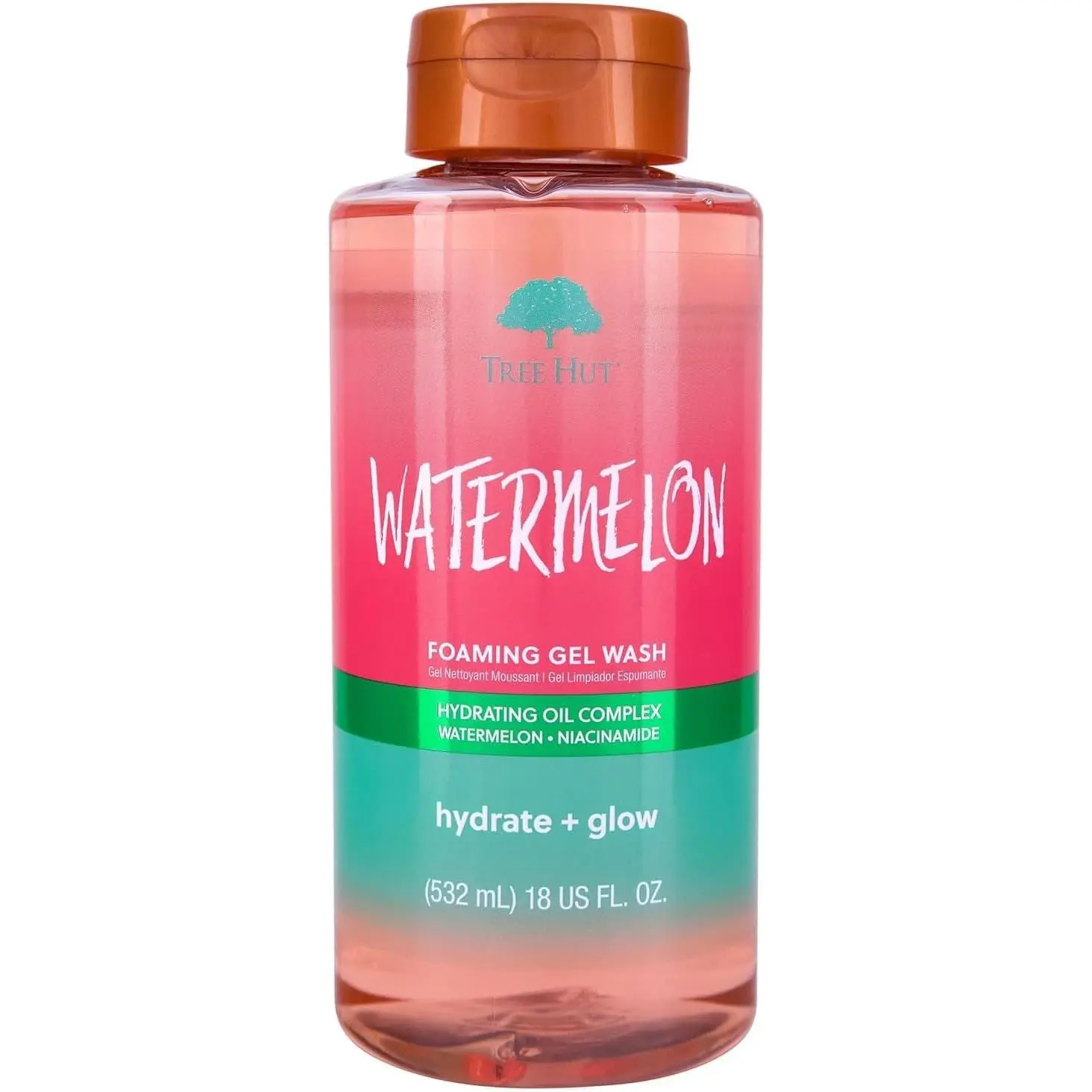 Tree Hut Watermelon Foaming Gel Wash, Hydrating & Moisturizing Body Wash with Shea Butter & Nourishing Essential Oils, Daily Cleanser for Soft Smooth Skin, 18 fl oz