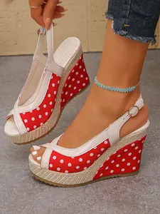 Women's Summer New Colorblock Fish Mouth Open Toe Thick Sole Chunky Heel Back Strap Sandals, Fashionable Casual Streetwear Shoes