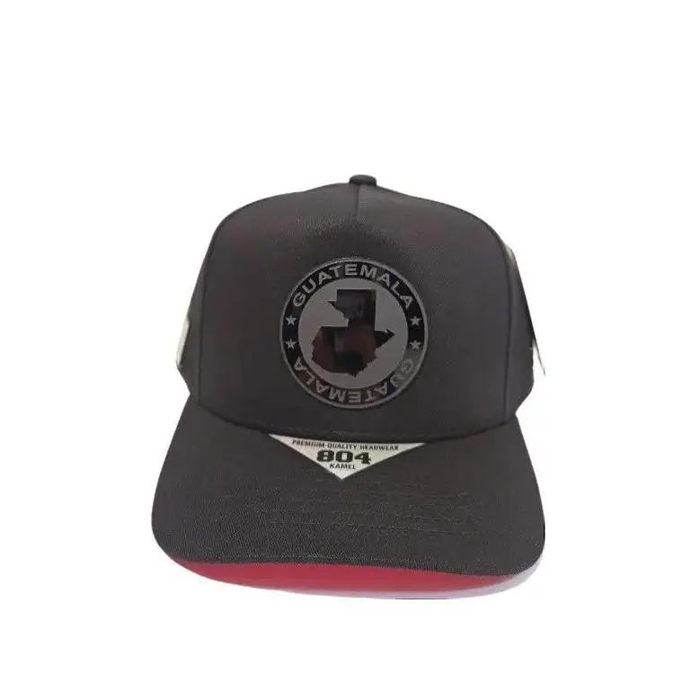 Guatemala Novelty Cap Red/Black Snapback with Logo 4 Inch Crown Flat Visor 5 Panels Mesh Breathable Hat OSFA Size