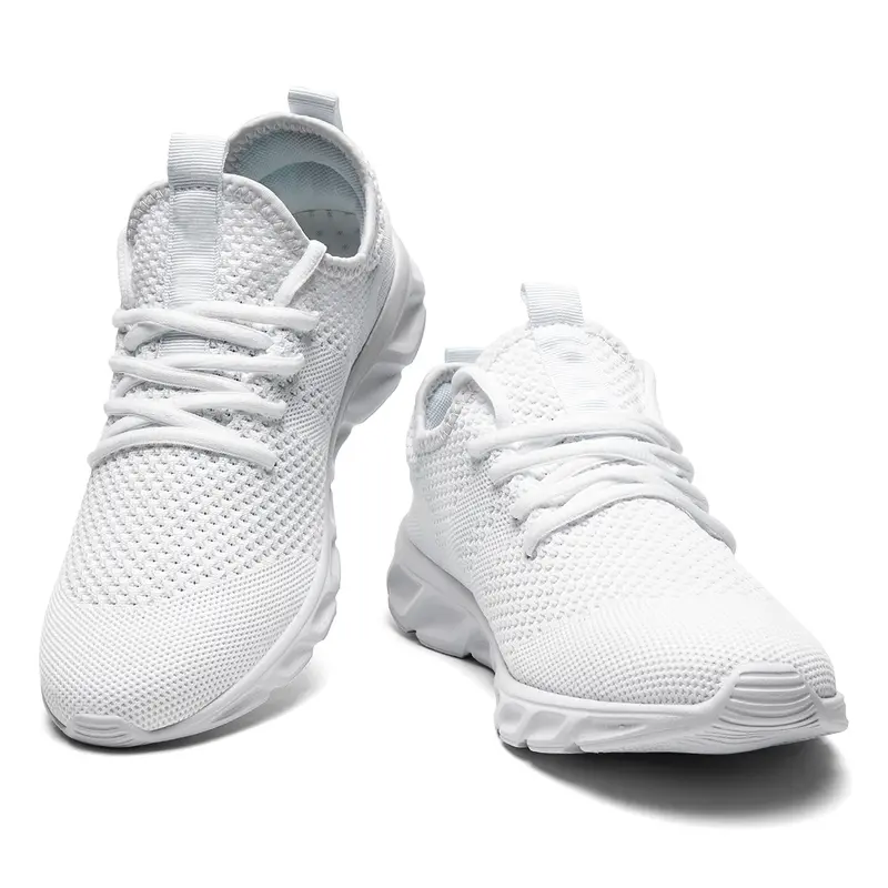 Men's Woven Braid Casual Low Top Ankle Trainers - Minimalist Basic Round Toe Lace-Up Athletic Shoes, Breathable Light Woven Fabric, Anti-Slip Rubber Sole, All Seasons Flexible Stable Footwear for Confident Walking