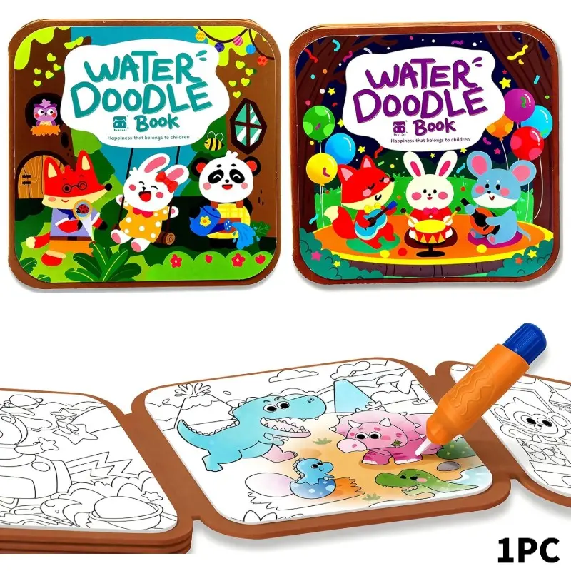 Reusable Water Coloring and Doodle Books for Toddlers, Fairy Tale Animal Dinosaur Themes, No Mess Coloring, Fun Travel Activity for Ages 3-6