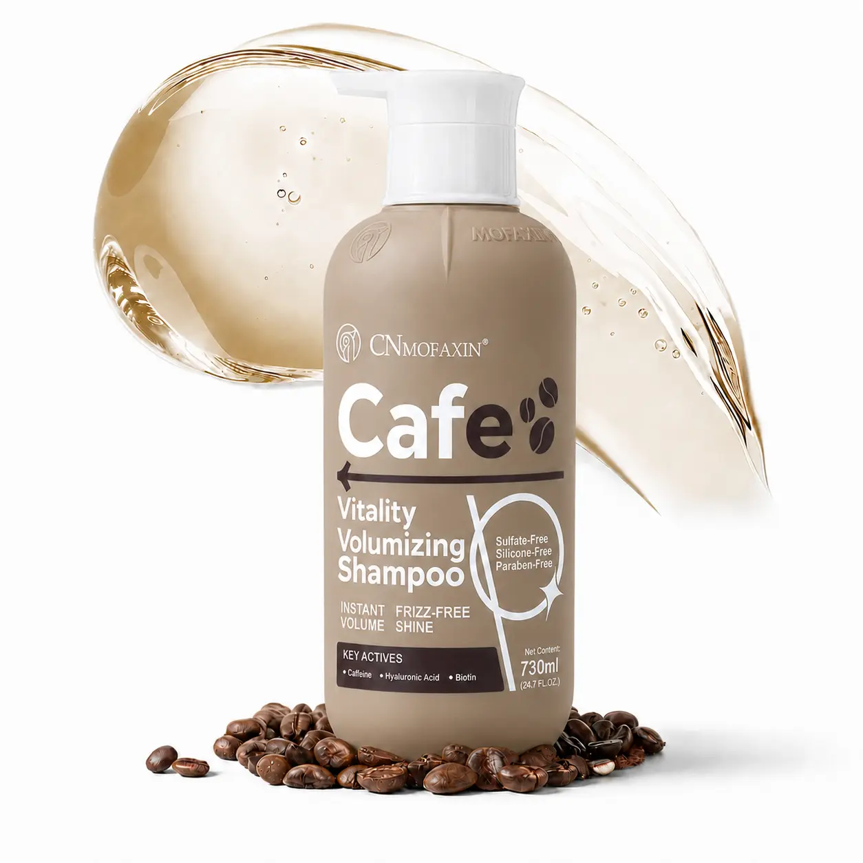 Cnmofaxin Volumizing Shampoo with Caffeine, Biotin & Salicylic Acid, Sulfate-Free Thickening & Clarifying Haircare for Thinning Hair & Oil Control, 24.7 fl oz, Exfoliate, Hydrating, Coffee, Gentle